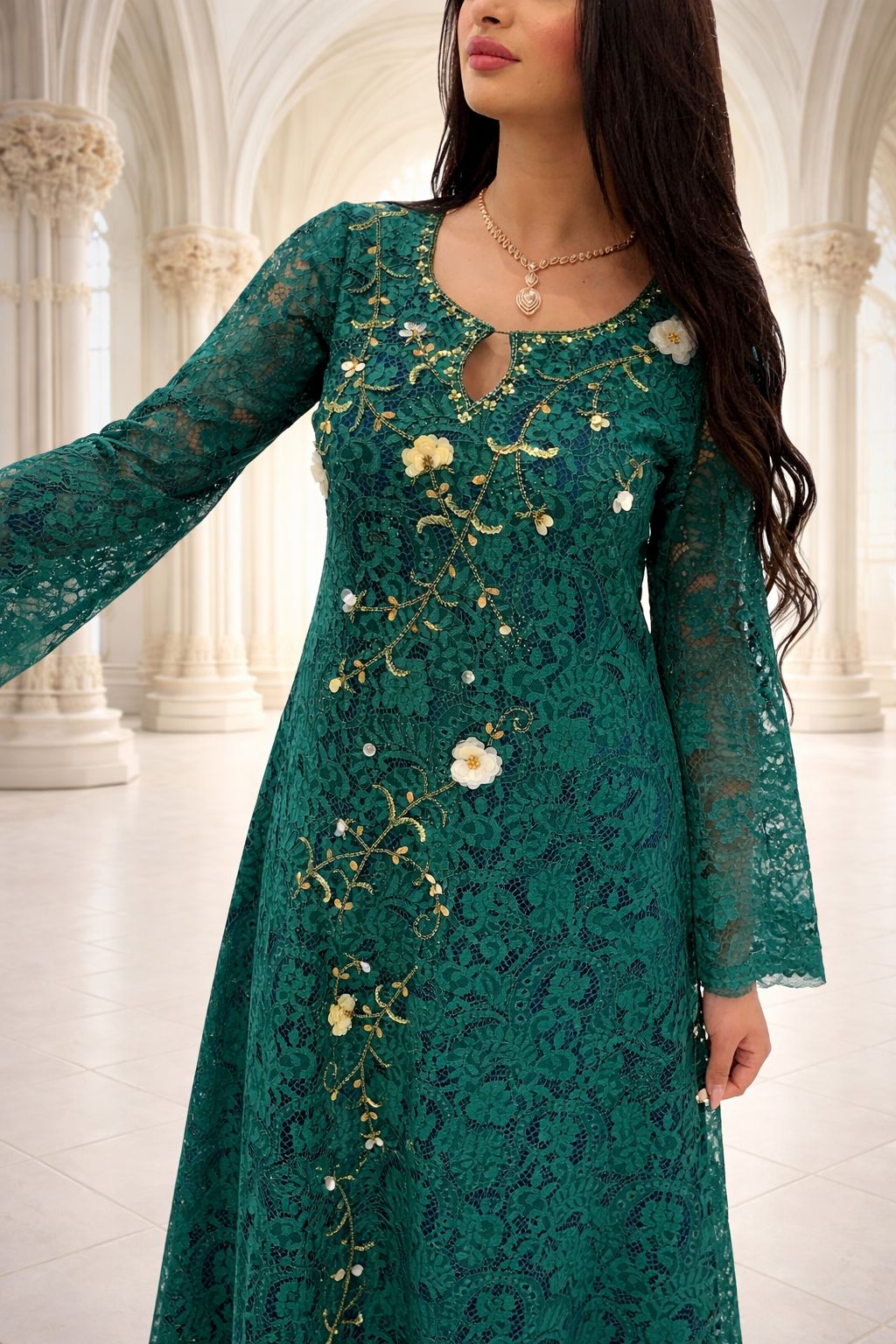 Emerald Garden Lace Dress